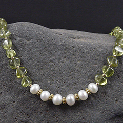 green apatite and pearl necklace