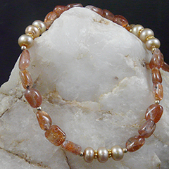sunstone and pearl necklace